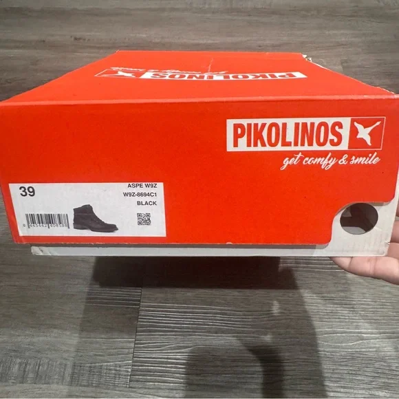 Pikolinos Aspe Lace Up Black Leather Heeled Bootie Boots - Picture 12 of 12